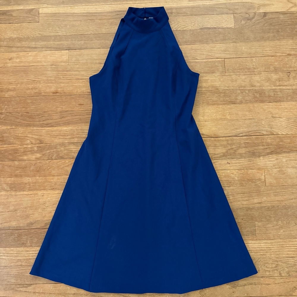 Lark & Ro blue Ponte halter style knee length a-line dress size 6
 b64